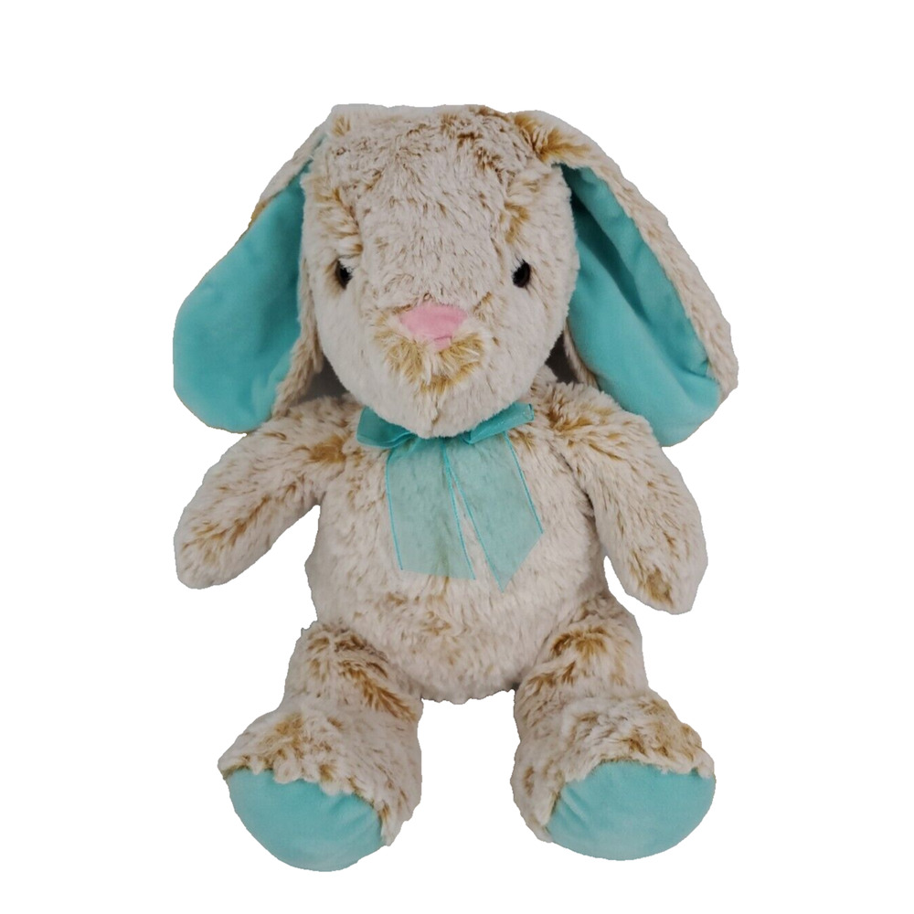 Dan Dee Plush Bunny Rabbit Lovey Brown Aqua Stuffed Animal 14 Inches Easter
